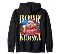 Bobr Kurwa Christmas Bober Jumper Funny Beer Xmas Zip Hoodie