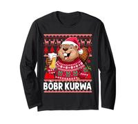 Bòbr Kurwa Christmas Jumper Polish Beer Funny Bober Kurwa Long Sleeve T-Shirt