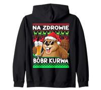 Bóbr Kurwa NA ZDROWIE Bober Christmas Beer Jumper Zip Hoodie