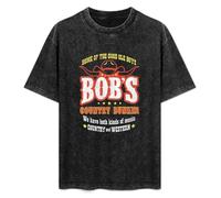 Bob's Country Bunker Retro 80's Music Film Unisex T-Shirt Printed Tee Graphic Top Men Black Shirt XL