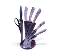 BOBSSEN Kitchen ware,Professional Kitchen Knife Set with 360 Stand, 8 Pieces Stainless Steel Blades (Marble)