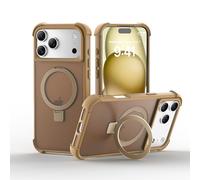 BOBULIER Magnetic Case for iPhone 14 Plus Case with Ring Stand [Military Grade Drop Tested], Soft Edge Compatible with MagSafe, Shockproof Translucent Slim Hard Back, Brown