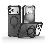 BOBULIER Magnetic Case for iPhone 14 Pro Case with Ring Stand [Military Grade Drop Tested], Soft Edge Compatible with MagSafe, Shockproof Translucent Slim Hard Back, Black