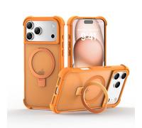BOBULIER Magnetic Case for iPhone 14 Pro Case with Ring Stand [Military Grade Drop Tested], Soft Edge Compatible with MagSafe, Shockproof Translucent Slim Hard Back, Orange