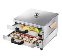 BOBVB Rice Noodle Rolls Steamer, Rice Roll Machine, Chinese Cuisine Recipes Multifunctional Vermicelli Roll Steamer Machine for Household with 2 Drawers+1 Steamer, for Cooking Dim Sum Buns Dumplings