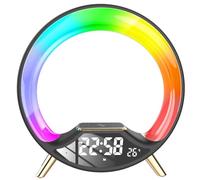 BOBVB Wireless Charging Lamp, RGB Light Rhythm Atmosphere Night, LED Night Light, Blue Tooth Speaker Wireless Charger Bedside Lamp Sunrise Wake-up Lamp Alarm Clock Nightstand Lamp black
