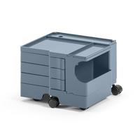 Aufnahmebereit: Boby B13 Rollcontainer von B-Line Boby hat drei Ausziehschubladen, ein offenes Fach und eine Ablagefläche auf der Oberseite zu bieten. So steht der lang ersehnten Ordnung nichts im Wege. Haben wir schon erwähnt, dass Sie zwischen verschiedenen Farben wählen können? Achja, und falls Ihnen Boby B13 eine Spur zu klein ist, riskieren Sie am besten einen Blick auf unsere weiteren Boby Rollcontainer. Das Design Dass der Rollcontainer ein Kind der Siebzigerjahre ist (Boby wurde 1970 entworfen) sieht man ihm an. Das Ausgangsmaterial ist Kunststoff und die Designer erhoben seinerzeit den Kunststoff zum neuen Trendmaterial für Möbel. Der Boby Rollcontainer wurde von einer Designlegende entworfen: Joe Colombo. Boby hat sofort nach seinem Erscheinen einen Preis gewonnen, den SMAU Award. Darüber hinaus ist Boby Teil der permanenten Kollektion des Museum of Modern Art in New York und dem Triennale Designmuseum in Mailand. Material und Format Wie bereits erwähnt, werden die Boby Rollcontainer von B-Line aus Kunststoff gefertigt, genauer gesagt aus spritzgegossenem ABS-Kunststoff. Das Gestell aus ABS-Kunststoff bestehend aus Modulen mit Ausziehfächern und Böden. Unterhalb des Rollcontainers sind fünf Rollen angebracht. Boby B13 Trolley ist 43 cm breit, 31,5 cm hoch und 42 cm tief. Boby von Joe Colombo bringt 6,64 Kilogramm auf die Waage.