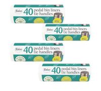 Bobzo 160 Pedal Bin Liners - 15L Scented Bin Bags with Tie Handles - Small Rubbish Bags for Bathroom, Kitchen & Bedroom - Strong, Leak-Proof & Tear-Resistant - 4 x 40 Bags (White/Yellow)