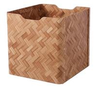 Bobzo Bamboo Storage Box - Brown Wooden Basket (32x35x33 cm) | Fits KALLAX Shelves | Stackable Decorative Cube for Home, Office, or Living Room | Eco-Friendly & Durable Organizer