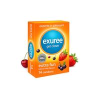 Bobzo Exuree14Pack Flavoured Condoms Multipack - Strawberry, Cherry & Blackcurrant - Ultra Thin Latex, Lightly Lubricated, Tested for Safe Oral & Protected Sex - Designed for His & Her Pleasure