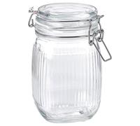 Bobzo Glass Jar with Airtight Lid 1L - Clear Storage Container for Jam, Pickles, Cookies & Preserves | Ribbed Design, Aroma-Tight Seal, Dishwasher Safe Food Storage