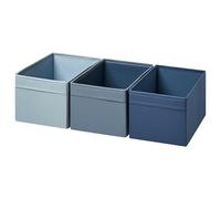 Bobzo Set of 3 Fabric Storage Boxes - Blue Cube Organisers 18×25×15cm | Foldable Baskets with Handles for Shelves, Closet, BILLY Bookcase, Toys & Accessories | Recycled Material