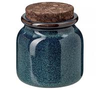 Bobzo Small Storage Jar with Cork Lid - 300ml Blue Ceramic Container for Spices, Sugar, Tea, Coffee & Condiments | Kitchen Countertop Food Storage Pot | Decorative Stoneware Jar with Lid