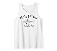 Boca Raton Florida Shark Vintage Fishing Black Art Tank Top