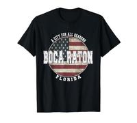 Boca Raton Florida, Vintage American Flag Value Graphic T-Shirt, Men, Black, S