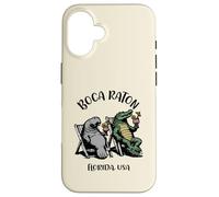 Boca Raton USA Funny Manatee and Alligator Design Case for iPhone 16