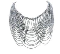 Bocar Multi Layer Statement Necklace Colorful Beaded Collar Bib Soiree Necklace for Women Gift (NK-10490-Grey)