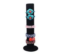 Bocar Velvet Vertical Tower Jewelry Bracelet Display Stand Bangle T-Bar Display Holder (CTZ-black)
