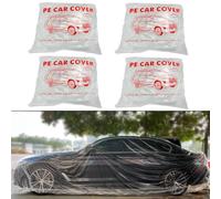Bocarmo 4 Pack Disposable Car Cover Clear Plastic Car Cover Universal Rain Dust Garage Cover with Elastic Band Medium (12.4 FT x 21.6 FT)