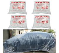 Bocarmo 4 Packs Disposable Car Cover Clear Plastic Car Cover Universal Rain Dust Garage Cover with Elastic Band Medium (15.7FT x 24.6FT)