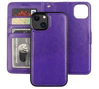 Bocasal Detachable Wallet Case for iPhone 13 Mini RFID Blocking Card Slots Holder Premium PU Leather Magnetic Kickstand Shockproof Wrist Strap Removable Flip Protective Cover 5G 5.4 inch (Purple)
