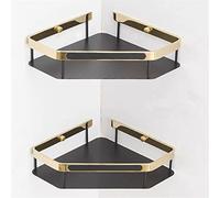 BOCbco Corner Shower Caddy Bathroom Shelves, Bathroom Shelf, Bath Shower Shelf, Total Brass Gold and Black Bathroom Corner Shelf, Wall Mounted Kitchen Storage Holder/Brushed Gold 2 Tier