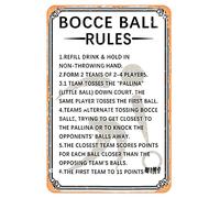 Bocce Ball Rules Vintage Metal Tin Sign,Scoring Rules Poster Wall Decor Door Hanging Plaque Bocce Ball Rules Rustic Decoration For Bar Pub Kitchen Home Rerstroom Garage Man Cave Shop Funny Retro Wall