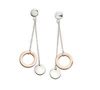Boccia 05042-02 Women's Titanium Stud Earrings in Polished Silver Rose Gold Plated Anti-Allergy, 17mm, Titanium, No gemstone.