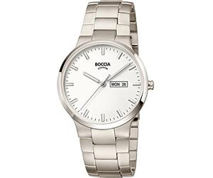 Boccia 3649-01 Men's Analogue Quartz Watch with Titanium Strap, Silver, Bracelet