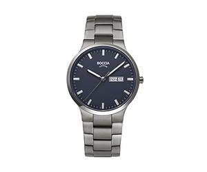 Boccia 3649-02 Men's Analogue Quartz Watch with Titanium Strap, Silver, Bracelet