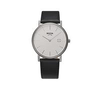 Boccia 404TT363701 Men's Analogue Quartz Watch with Leather Strap, Grey/Black, Strap.