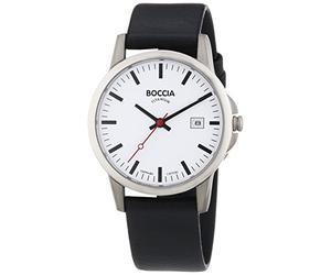Boccia Boy's Quartz Watch with White Dial Analogue Display and Black Leather Strap B604-18