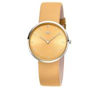 Boccia Titanium Women's Watch 3309-15 Titanium 36 mm with Curry Yellow Dial, Quartz Watch with Yellow Leather Strap, Ultra Flat Approx. 7 mm, Waterproof 3 Bar, Lightweight and Anti-Allergic