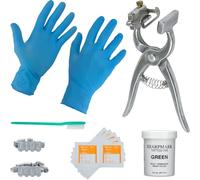 BOCCS Standard Pliers Tattoo Kit with 3/8 Inch Numbers and Numbers, Nitrile Gloves, Ink and More, for Identifying Sheep, Pigs, Goats, Rabbits, Farm Animals 4 Digits