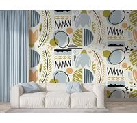 Boceoey Boho Hand Drawn Wall Mural, Self-Adhesive Peel & Stick Wallpaper, Minimalist Leaf Pattern Design Photo Wallpaper for Living Room & Bedroom (300x256 cm), K-239