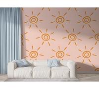 Boceoey Boho Sun Symbols Wall Mural, Self-Adhesive Peel & Stick Wallpaper, Mid Century Minimalist Design Photo Wallpaper for Living Room & Bedroom (400x280 cm), F-1000