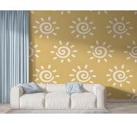 Boceoey Boho Sun Symbols Wall Mural, Self-Adhesive Peel & Stick Wallpaper, Minimalist Bohemian Design Photo Wallpaper for Living Room & Bedroom (400x280 cm), F-996