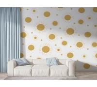 Boceoey Boho Sun Symbols Wall Mural, Self-Adhesive Peel & Stick Wallpaper, Minimalist Hand Drawn Design Photo Wallpaper for Living Room & Bedroom (300x256 cm), K-203