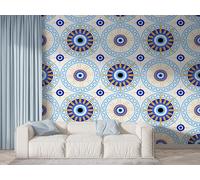 Boceoey Boho Sun Symbols Wall Mural, Self Adhesive Wallpaper Peel and Stick, Ethnic Exotic Home Decor Photo Wallpaper, Silk Cloth Wall Sticker for Living Room & Bedroom, 200x140 cm - K-238