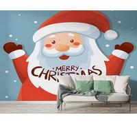 Boceoey Christmas Santa Claus Wall Mural, Self-Adhesive Peel & Stick Wallpaper, Xmas Snowflakes Winter Design Photo Wallpaper for Living Room & Bedroom (150x100 cm),