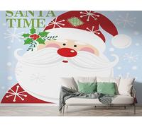 Boceoey Christmas Santa Claus Wall Mural, Self Adhesive Wallpaper Peel and Stick, Xmas Snowflakes Home Decor Photo Wallpaper, Silk Cloth Wall Sticker for Living Room & Bedroom, 150x100 cm - K-774