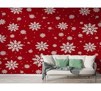 Boceoey Christmas Snowflakes Wall Mural, Self Adhesive Wallpaper Peel and Stick, Xmas Snow Home Decor Photo Wallpaper, Silk Cloth Wall Sticker for Living Room & Bedroom, 150x100 cm - K-698