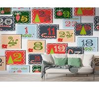 Boceoey Christmas Tree Wall Mural, Self Adhesive Wallpaper Peel and Stick, Xmas Patchwork Home Decor Photo Wallpaper, Silk Cloth Wall Sticker for Living Room & Bedroom, 150x100 cm - K-708