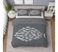 Boceoey Fish King Size Duvet Cover Sets, Ultrasoft Microfiber Non Iron Bedding Set with Pillowcases and Zipper Closure, Coastal Animal Ocean Marine Life Decor, QH-133