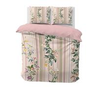 Boceoey Floral Vines Emperor Bedding Set, Stripes Cottagecore Duvet Cover Set with 2 Pillow Cases 50x75 cm, Ultrasoft Breathable Microfiber Duvet Cover 290x235 cm with Zipper Closure, QW-328