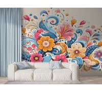 Boceoey Flowers Watercolor Wall Mural, Self-Adhesive Peel & Stick Wallpaper, Spring Floral Design Photo Wallpaper for Living Room & Bedroom (300x210 cm), K-455