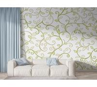 Boceoey Green Leaves Watercolor Wall Mural, Self Adhesive Wallpaper Peel and Stick, Botanical Flower Home Decor Photo Wallpaper, Silk Cloth Wall Sticker for Living Room & Bedroom, 450x315 cm - F-771