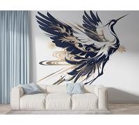 Boceoey Japanese Cranes Wall Mural, Self-Adhesive Peel & Stick Wallpaper, Watercolor Animal Design Photo Wallpaper for Living Room & Bedroom (300x256 cm), K-479