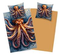 Boceoey Octopus Cot Bed Duvet Cover Set 120x150 - Watercolor Marine Life Toddler Bedding Set with 1 Pillow Case 40x60 cm - Soft Microfiber Non Iron Kids Quilt Cover with Zipper Closure, QE-131