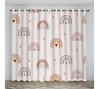 Boceoey Rainbow Blackout Curtains for Bedroom, Eyelet Thermal Insulated Curtains, Boho Love Heart Window Treatment Drapes for Living Room, Art Printed Curtain Set of 2, W46xL54 Inch T-176